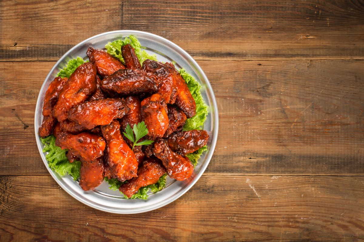 Barbecue chicken wings on a plate